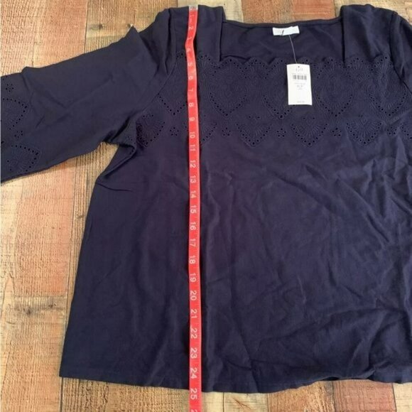 J. Jill navy blue 3/4 sleeve top blouse XLP petite - Picture 6 of 7